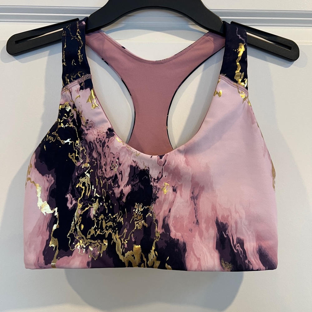Old Navy Pink and Gold Racerback Sports Bra